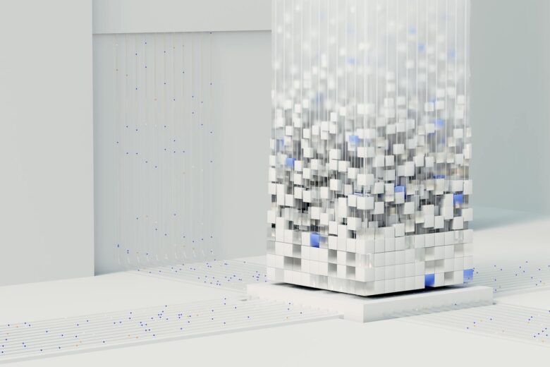 Abstract 3D render visualizing artificial intelligence and neural networks in digital form.