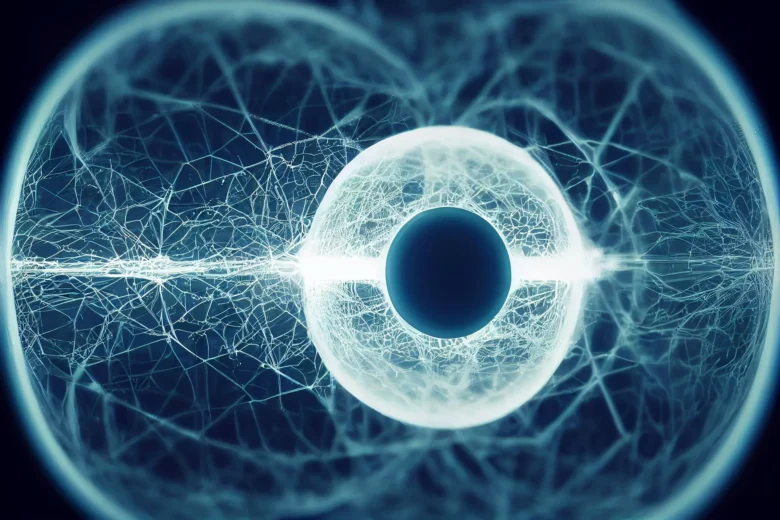 Abstract digital neural network art symbolizing AI reasoning and test-time compute by Merlin Lightpainting