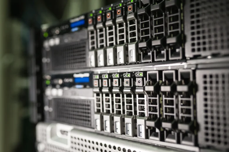 Rows of GPU accelerator nodes in a data center rack, representing disaggregated inference compute pools for attention and expert modules