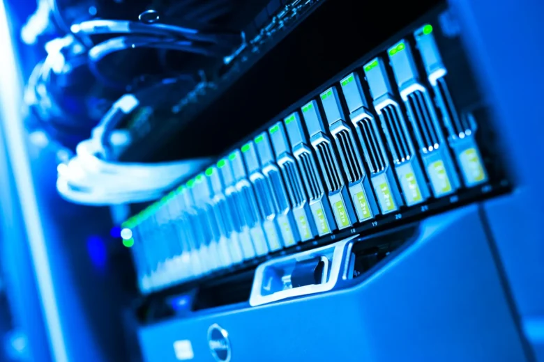Rows of servers in a cloud data center representing managed AI infrastructure