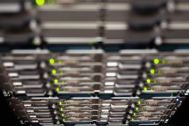 Rows of GPU servers processing large language model inference workloads in a data center
