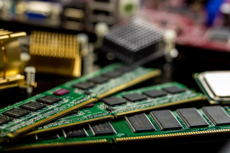 Close-up of a CPU processor on a server motherboard in a datacenter rack, representing CPU-based embedding inference