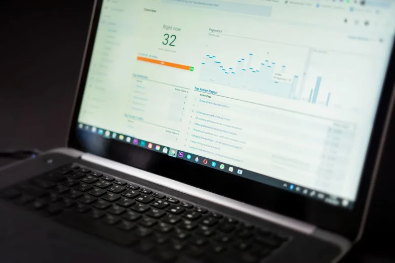 Engineer reviewing a search analytics dashboard showing impressions and click-through rate trends for site pages