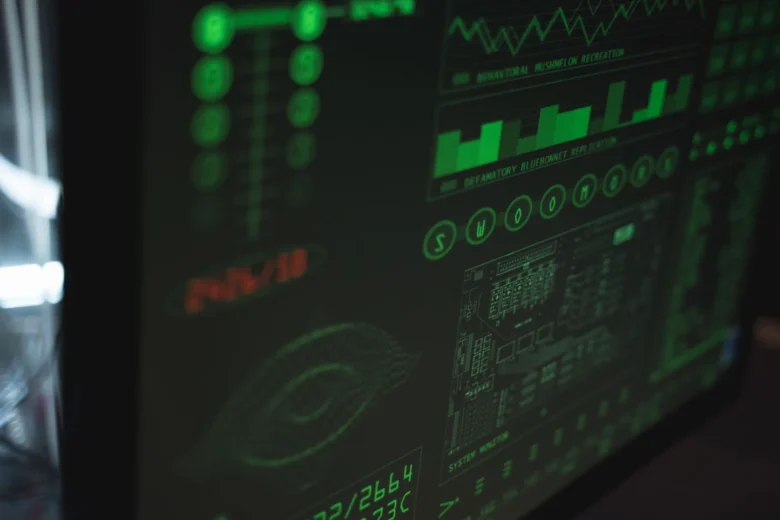 Engineer reviewing LLM trace spans and evaluation scores on a monitoring dashboard